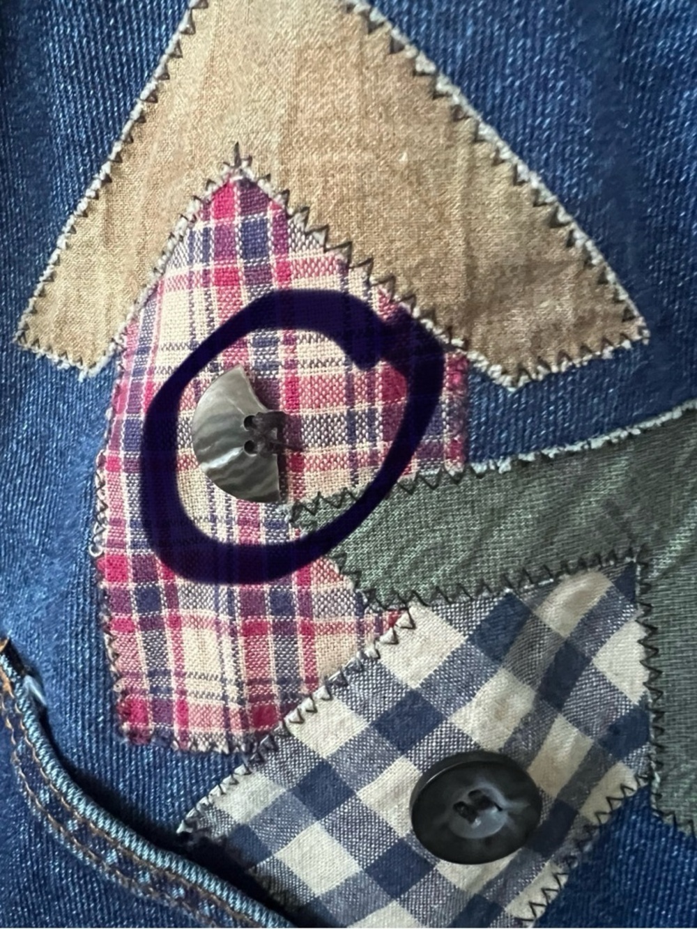Vintage Haiks Women's Blue Denim Chore Jacket with Appliqué Birdhouse Motif/Lg - Picture 5 of 5
